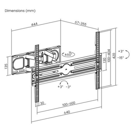 Powertech Επιτοίχια Βάση Pt-1389 Για Τηλεόραση 37-80", Full Motion, 40Kg Powertech Επιτοίχια Βάση Pt-1389 Για Τηλεόραση 37-80", Full Motion, 40Kg