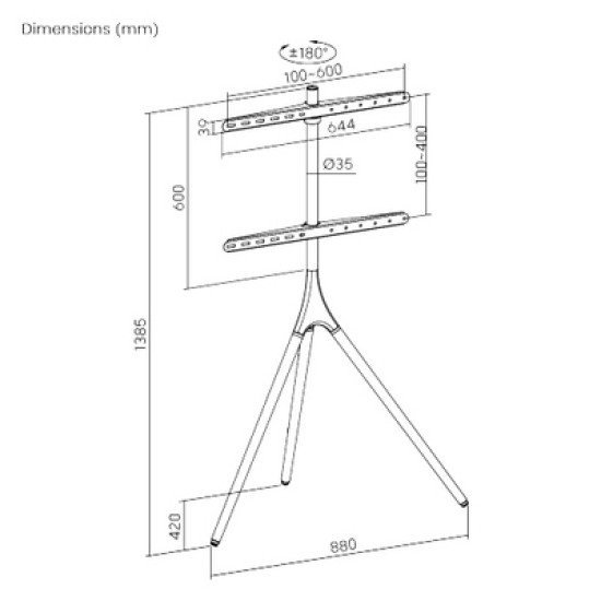 Powertech Βάση Δαπέδου Pt-1400 Για Τηλεόραση 45-65", Έως 32Kg Powertech Βάση Δαπέδου Pt-1400 Για Τηλεόραση 45-65", Έως 32Kg