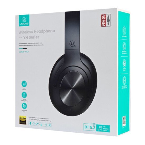 Usams Headphones Yh21, Ασύρματα & Ενσύρματα, Φ40Mm, 500Mah, Μαύρα Usams Headphones Yh21, Ασύρματα & Ενσύρματα, Φ40Mm, 500Mah, Μαύρα