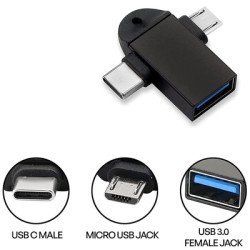 Powertech Αντάπτορας Usb Σε Usb-C & Micro Usb Cab-Uc090, 5Gbps, Μαύρος