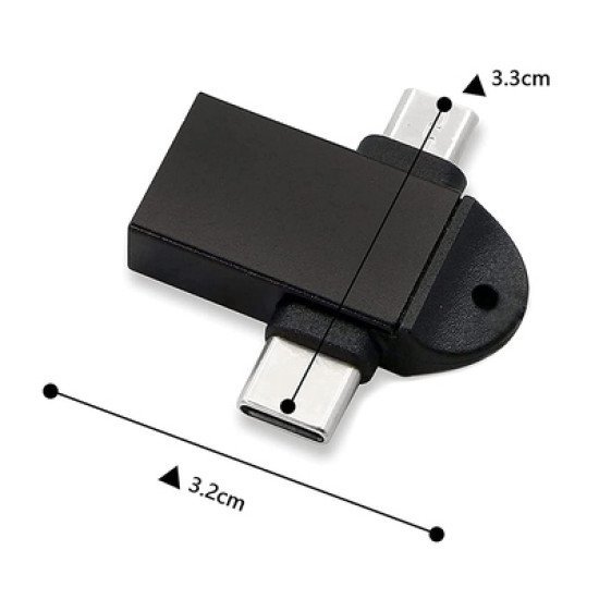 Powertech Αντάπτορας Usb Σε Usb-C & Micro Usb Cab-Uc090, 5Gbps, Μαύρος