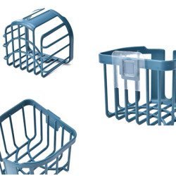 Home Use Επιτοίχια Χαρτοθήκη Μπάνιου Huh-0220 Με Αυτοκόλλητο, 11X14X13.5Cm, Μπλε