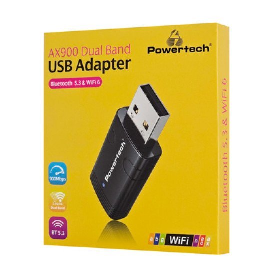 Powertech Ασύρματος Usb Αντάπτορας Δικτύου Pt-1387, 900Mbps Wifi 6, Bluetooth 5.3 Powertech Ασύρματος Usb Αντάπτορας Δικτύου Pt-1387, 900Mbps Wifi 6, Bluetooth 5.3