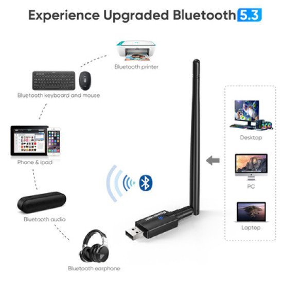 Powertech Ασύρματος Usb Αντάπτορας Δικτύου Pt-1386, 900Mbps Wifi 6, Bluetooth 5.3