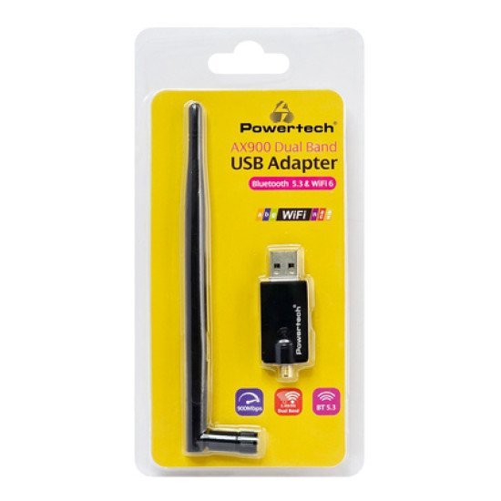 Powertech Ασύρματος Usb Αντάπτορας Δικτύου Pt-1386, 900Mbps Wifi 6, Bluetooth 5.3