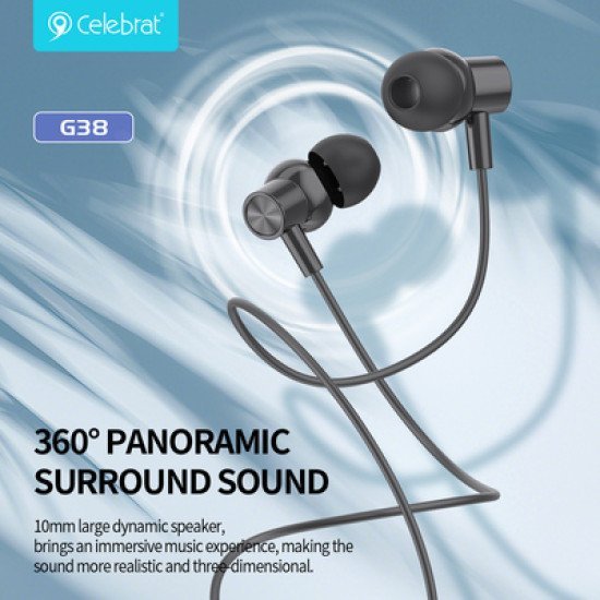 Celebrat Earphones Με Μικρόφωνο G38, Usb-C Σύνδεση, 10Mm, 1.2M, Μαύρα Celebrat Earphones Με Μικρόφωνο G38, Usb-C Σύνδεση, 10Mm, 1.2M, Μαύρα
