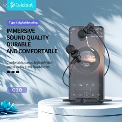 Celebrat Earphones Με Μικρόφωνο G38, Usb-C Σύνδεση, 10Mm, 1.2M, Λευκά