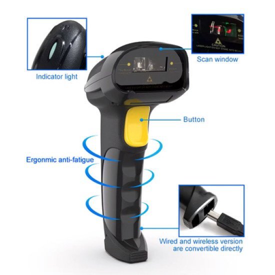 Gtcodestar Barcode Scanner X-620F, 1D, Ενσύρματο & Ασύρματο, 800Mah, Μαύρο Gtcodestar Barcode Scanner X-620F, 1D, Ενσύρματο & Ασύρματο, 800Mah, Μαύρο
