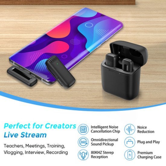 Apexel Ασύρματο Μικρόφωνο Apl-Mic013 Με Θήκη Φόρτισης, Lightning, 2.4Ghz, Μαύρο Apexel Ασύρματο Μικρόφωνο Apl-Mic013 Με Θήκη Φόρτισης, Lightning, 2.4Ghz, Μαύρο