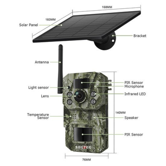 Sectec Smart Ηλιακή Κάμερα Κυνηγού St-Hc809, 3Mp, 4G, Pir, Sd, Ip66 Sectec Smart Ηλιακή Κάμερα Κυνηγού St-Hc809, 3Mp, 4G, Pir, Sd, Ip66