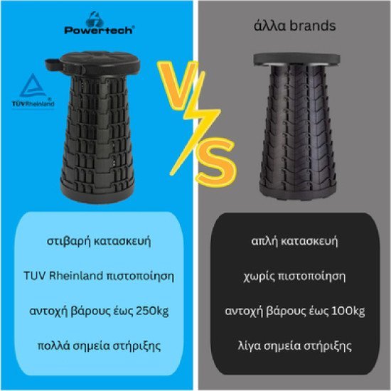 Powertech Πτυσσόμενο Καρεκλάκι Huh-0235 Με Μαξιλάρι, Αντοχή Έως 250Kg, 25.5X45Cm, Μαύρο Powertech Πτυσσόμενο Καρεκλάκι Huh-0235 Με Μαξιλάρι, Αντοχή Έως 250Kg, 25.5X45Cm, Μαύρο
