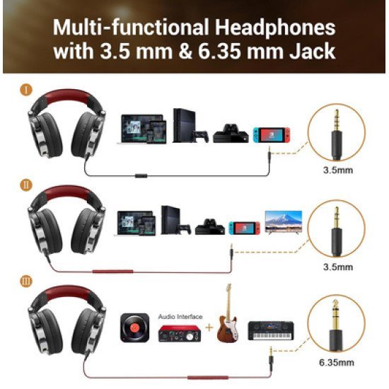 Oneodio Headset Studio Pro 10, 6.35Mm & 3.5Mm Σύνδεση, Hi-Res, 50Mm, Μαύρο/Κόκκινο Oneodio Headset Studio Pro 10, 6.35Mm & 3.5Mm Σύνδεση, Hi-Res, 50Mm, Μαύρο/Κόκκινο