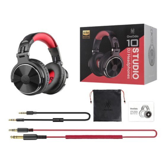 Oneodio Headset Studio Pro 10, 6.35Mm & 3.5Mm Σύνδεση, Hi-Res, 50Mm, Μαύρο/Κόκκινο Oneodio Headset Studio Pro 10, 6.35Mm & 3.5Mm Σύνδεση, Hi-Res, 50Mm, Μαύρο/Κόκκινο
