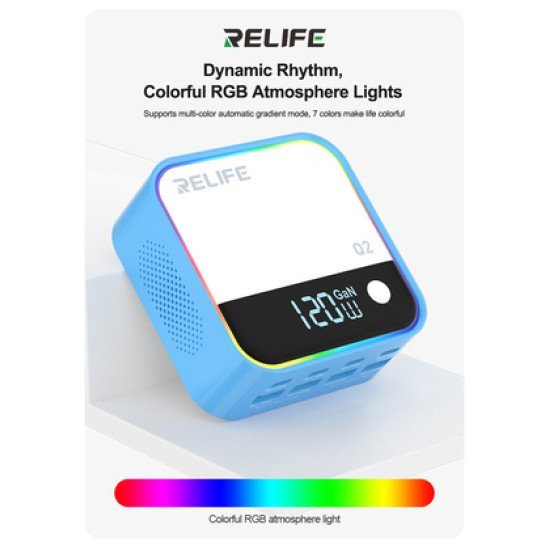 Relife Σταθμός Φόρτισης Q2, 4X Usb-C & 4X Usb, 120W, Gan, Μπλε Relife Σταθμός Φόρτισης Q2, 4X Usb-C & 4X Usb, 120W, Gan, Μπλε