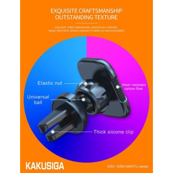 Kakusiga Βάση Smartphone Αυτοκινήτου Ksc-426A Για Αεραγωγούς, Μαγνητική, Μαύρη