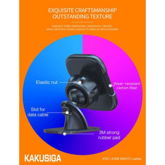 Kakusiga Βάση Smartphone Αυτοκινήτου Ksc-426B Για Ταμπλό, Μαγνητική, Μαύρη