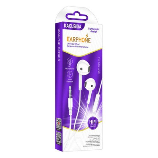 Kakusiga Earphones Με Μικρόφωνο Ksc-1301, 3.5Mm Σύνδεση, 14Mm, 1.1M, Λευκά Kakusiga Earphones Με Μικρόφωνο Ksc-1301, 3.5Mm Σύνδεση, 14Mm, 1.1M, Λευκά