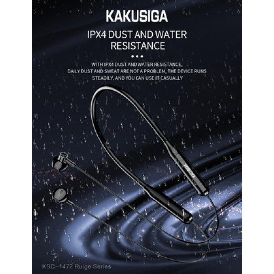 Kakusiga Earphones Ksc-1472 Με Μαγνήτη, Bluetooth, 10Mm, 130Mah, Μαύρα Kakusiga Earphones Ksc-1472 Με Μαγνήτη, Bluetooth, 10Mm, 130Mah, Μαύρα