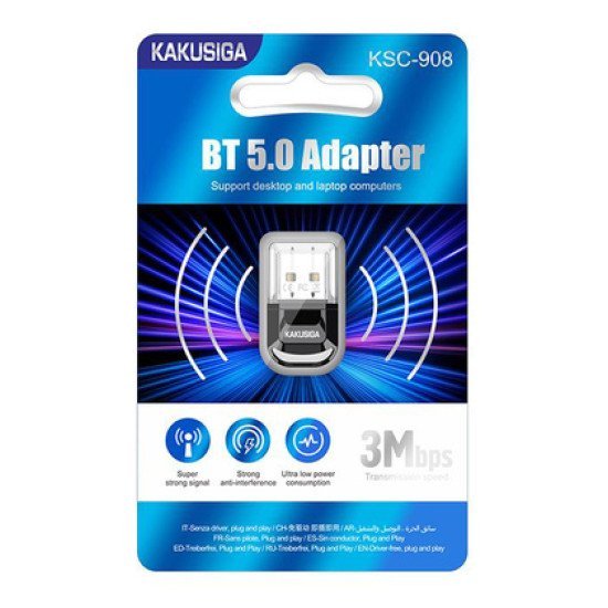 Kakusiga Usb Αντάπτορας Bluetooth 5.0 Ksc-908, Μαύρος Kakusiga Usb Αντάπτορας Bluetooth 5.0 Ksc-908, Μαύρος
