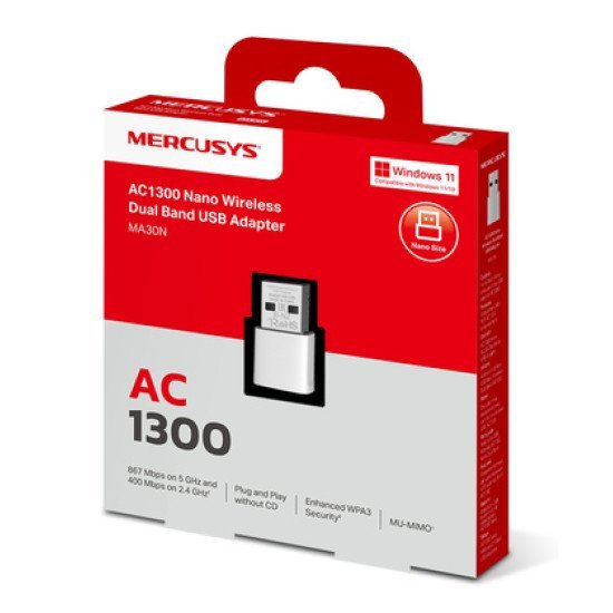 Mercusys Ασύρματος Usb Αντάπτορας Δικτύου Ma30N, Ac1300, Ver 1.0 Mercusys Ασύρματος Usb Αντάπτορας Δικτύου Ma30N, Ac1300, Ver 1.0