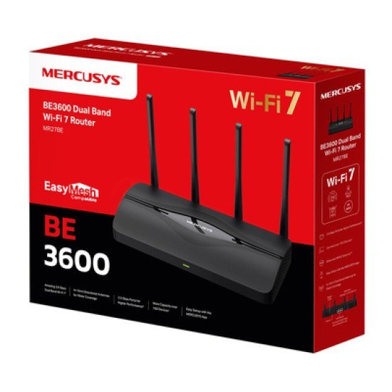 Mercusys Router Mr27Be, Wifi 7, 3.6Gbps Be3600, Easymesh, Ver 1.20 Mercusys Router Mr27Be, Wifi 7, 3.6Gbps Be3600, Easymesh, Ver 1.20