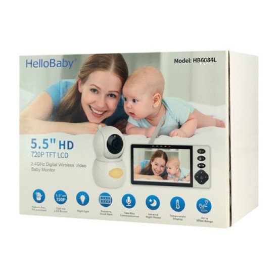 Hellobaby Ενδοεπικοινωνία Μωρού Hb6084L Με Κάμερα & Οθόνη 5.5", 720P, Ptz Hellobaby Ενδοεπικοινωνία Μωρού Hb6084L Με Κάμερα & Οθόνη 5.5", 720P, Ptz