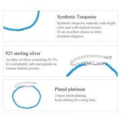 Bamoer Βραχιόλι Bsb204-Gn Με Συνθετική Τουρκουάζ, Ασήμι 925, Πράσινο