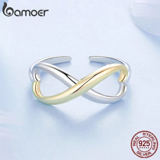Bamoer Δαχτυλίδι Bsr622-E, Ανοιγόμενο, Ασήμι 925, Ασημί/Χρυσό Bamoer Δαχτυλίδι Bsr622-E, Ανοιγόμενο, Ασήμι 925, Ασημί/Χρυσό
