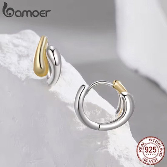 Bamoer Σκουλαρίκια Κρίκοι Bse1139, Ασήμι 925, Χρυσό/Ασημί Bamoer Σκουλαρίκια Κρίκοι Bse1139, Ασήμι 925, Χρυσό/Ασημί