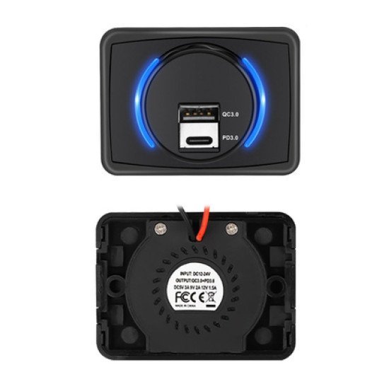 Powertech Πρίζα Usb Για Σκάφη & Οχήματα Ptl-027, Usb & Usb-C Powertech Πρίζα Usb Για Σκάφη & Οχήματα Ptl-027, Usb & Usb-C