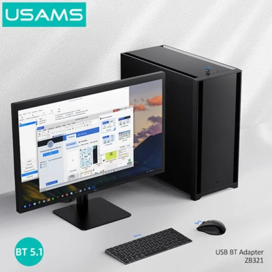 Usams Usb Αντάπτορας Bluetooth 5.1 Zb321, Μαύρος Usams Usb Αντάπτορας Bluetooth 5.1 Zb321, Μαύρος