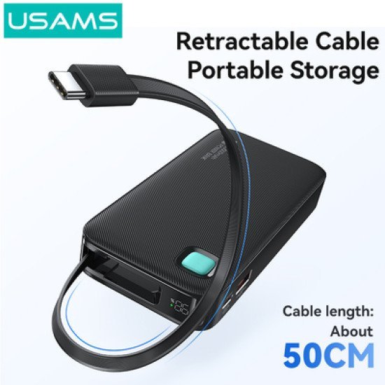 Usams Power Bank Cd224 Με Καλώδιο Usb-C, 2X Θύρες Εξόδου, 10000Mah, 20W, Λευκό Usams Power Bank Cd224 Με Καλώδιο Usb-C, 2X Θύρες Εξόδου, 10000Mah, 20W, Λευκό
