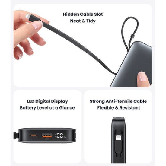 Usams Power Bank Cd228 Με 2X Καλώδια, 2X Θύρες Εξόδου, 10000Mah, 20W, Ασημί Usams Power Bank Cd228 Με 2X Καλώδια, 2X Θύρες Εξόδου, 10000Mah, 20W, Ασημί