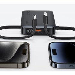 Usams Power Bank Cd228 Με 2X Καλώδια, 2X Θύρες Εξόδου, 10000Mah, 20W, Ασημί