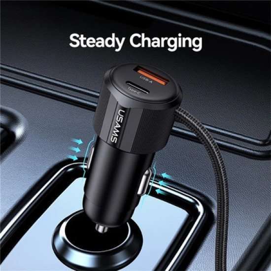 Usams Φορτιστής Αυτοκινήτου Cc287 Με 2 Σε 1 Καλώδιο, Usb/Usb-C Θύρες, 66W, Μαύρος Usams Φορτιστής Αυτοκινήτου Cc287 Με 2 Σε 1 Καλώδιο, Usb/Usb-C Θύρες, 66W, Μαύρος