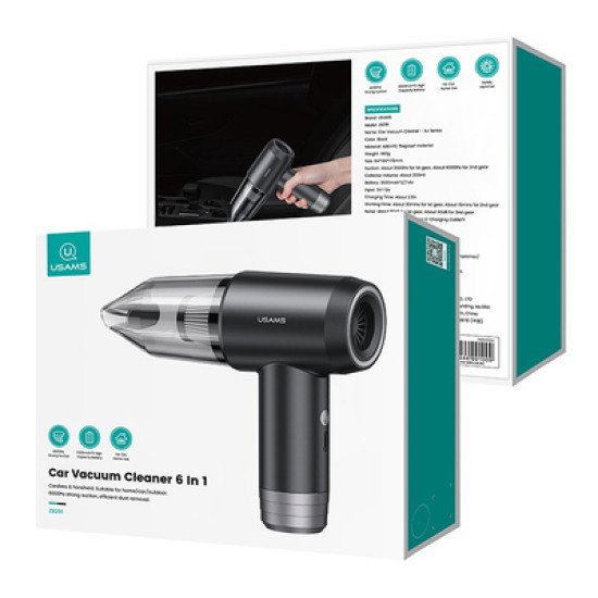 Usams 2 Σε 1 Σκουπάκι Χειρός & Air Duster Zb291, 60W, 4000Mah, Μαύρο Usams 2 Σε 1 Σκουπάκι Χειρός & Air Duster Zb291, 60W, 4000Mah, Μαύρο