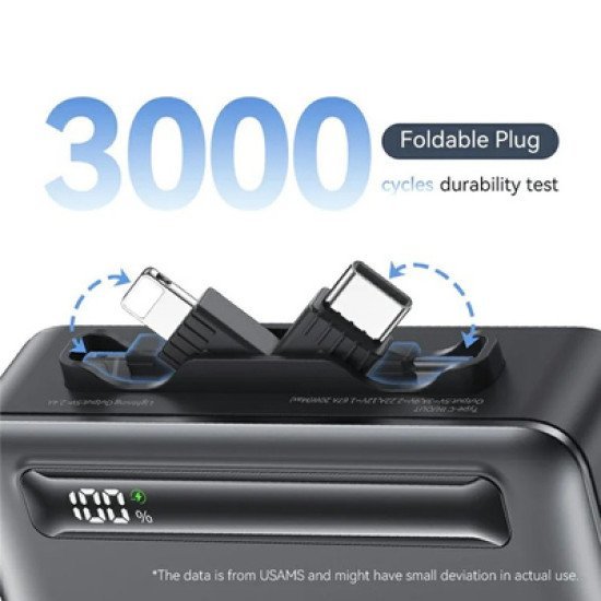 Usams Power Bank Cd233, Usb-C/Lightning Έξοδος, 4500Mah, 20W, Γκρι Usams Power Bank Cd233, Usb-C/Lightning Έξοδος, 4500Mah, 20W, Γκρι