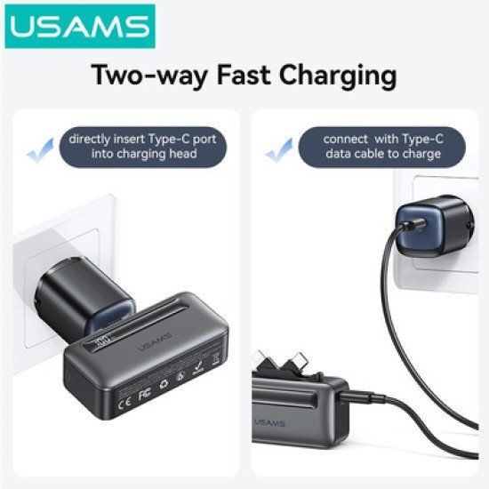 Usams Power Bank Cd233, Usb-C/Lightning Έξοδος, 4500Mah, 20W, Γκρι Usams Power Bank Cd233, Usb-C/Lightning Έξοδος, 4500Mah, 20W, Γκρι