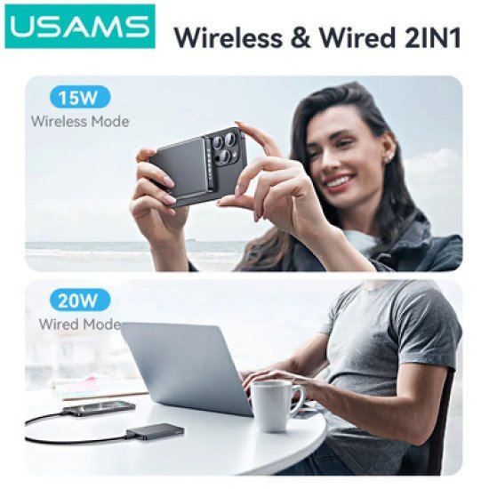 Usams Power Bank Cd242, Magnetic Wireless, Usb-C Έξοδος, 10000Mah, 20W, Γκρι Usams Power Bank Cd242, Magnetic Wireless, Usb-C Έξοδος, 10000Mah, 20W, Γκρι