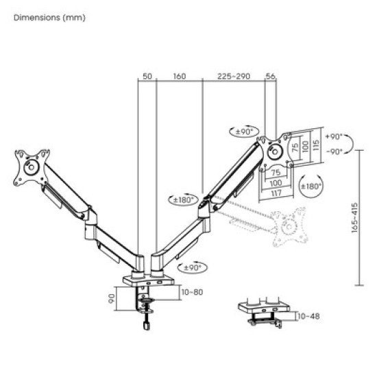 Powertech Βάση Γραφείου Για 2X Οθόνες Pt-1425, 17-32", Έως 9Kg Powertech Βάση Γραφείου Για 2X Οθόνες Pt-1425, 17-32", Έως 9Kg