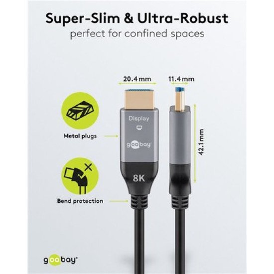 Goobay Καλώδιο Hdmi 2.1 76277 Με Ethernet, 8K/60Hz, 48 Gbps, 40M, Μαύρο Goobay Καλώδιο Hdmi 2.1 76277 Με Ethernet, 8K/60Hz, 48 Gbps, 40M, Μαύρο