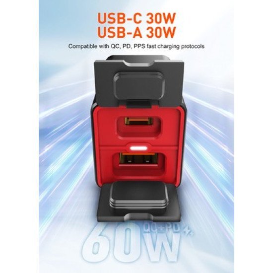 Ldnio Φορτιστής Μοτοσυκλέτας C108 Με Καλώδιο, Usb/Usb-C, 60W, Μαύρος Ldnio Φορτιστής Μοτοσυκλέτας C108 Με Καλώδιο, Usb/Usb-C, 60W, Μαύρος