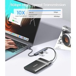 Orico Usb Hub Ahc2-4A, 4X Θυρών, Usb 3.0, 5Gbps, Usb-C Σύνδεση, Γκρι