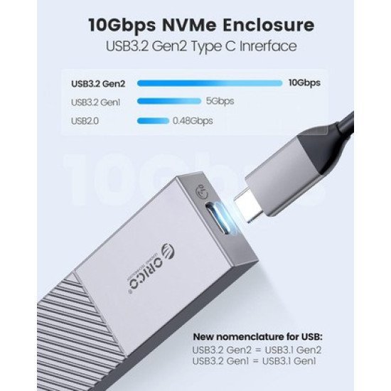 Orico Θήκη Για M.2 Nvme Ssd M206C3-G2, 10Gbps, Γκρι Orico Θήκη Για M.2 Nvme Ssd M206C3-G2, 10Gbps, Γκρι