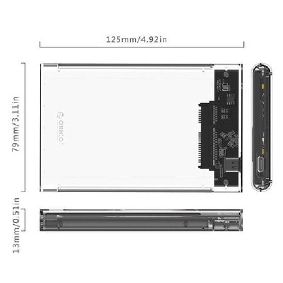 Orico Θήκη Για 2.5" Sata Hdd/Ssd 2139C3, 5Gbps, Διάφανη Orico Θήκη Για 2.5" Sata Hdd/Ssd 2139C3, 5Gbps, Διάφανη
