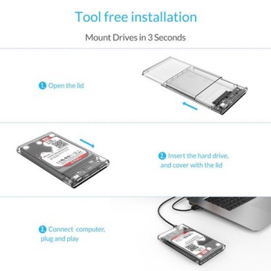 Orico Θήκη Για 2.5" Sata Hdd/Ssd 2139C3, 5Gbps, Διάφανη Orico Θήκη Για 2.5" Sata Hdd/Ssd 2139C3, 5Gbps, Διάφανη