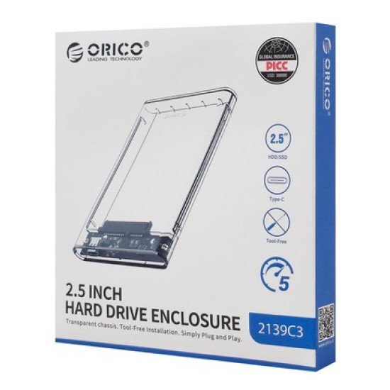 Orico Θήκη Για 2.5" Sata Hdd/Ssd 2139C3, 5Gbps, Διάφανη Orico Θήκη Για 2.5" Sata Hdd/Ssd 2139C3, 5Gbps, Διάφανη
