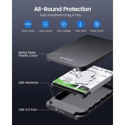 Orico Θήκη Για 2.5" Sata Hdd/Ssd Hm25U3, 5Gbps, Μαύρη