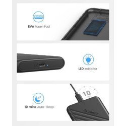 Orico Θήκη Για 2.5" Sata Hdd/Ssd 25Pw1C-C3, 5Gbps, Μαύρη