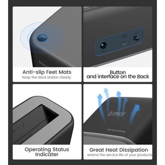 Orico Docking Station Για 2.5" Ή 3.5" Sata Hdd/Ssd 6819C3-V1, 5Gbps, Μαύρο Orico Docking Station Για 2.5" Ή 3.5" Sata Hdd/Ssd 6819C3-V1, 5Gbps, Μαύρο